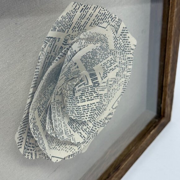 Wood Frame Glass Front Music Sheet Paper Flower Shadow Box 11" X 11"X 2" - Picture 2 of 3